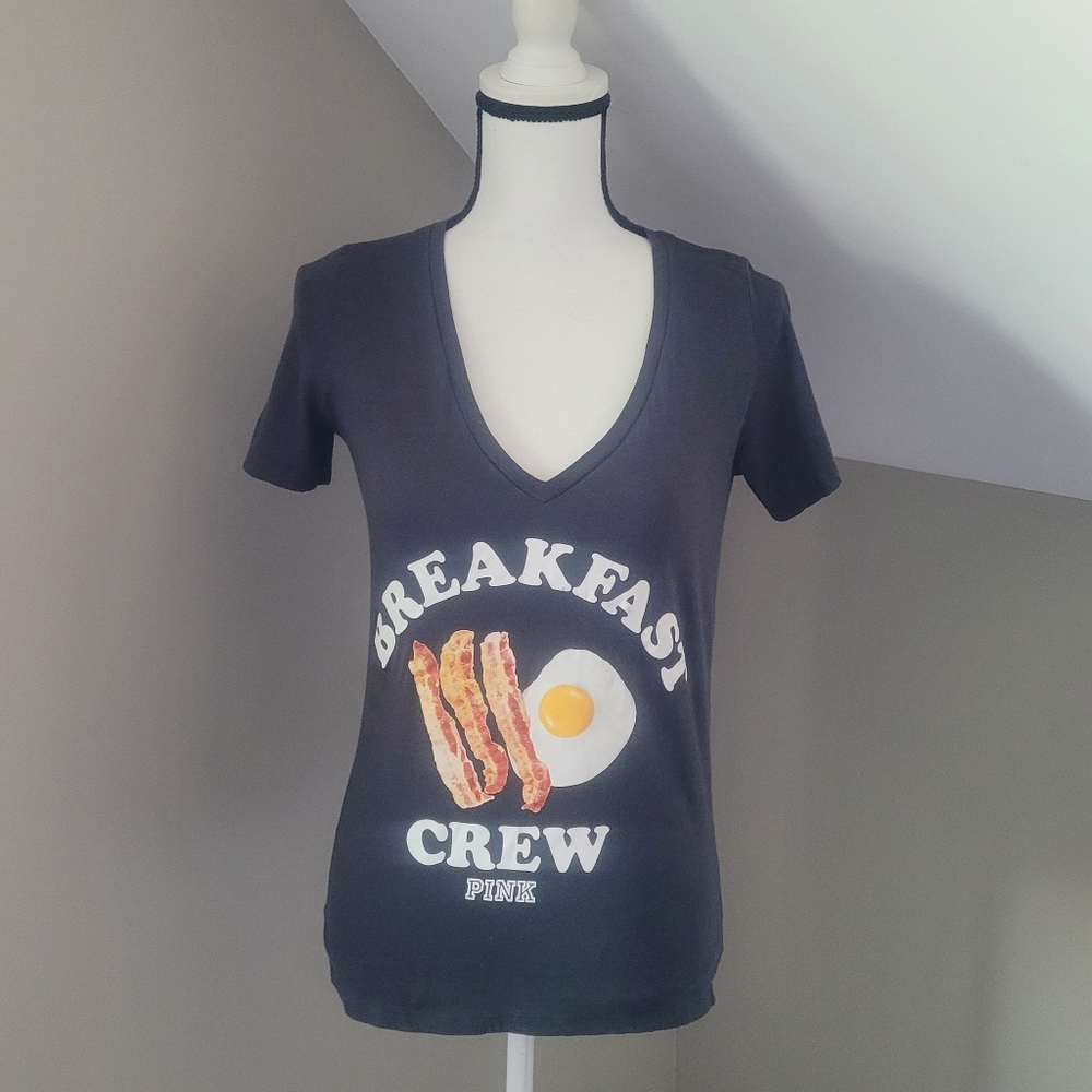 Pink Victoria's Secret Breakfast Crew T Shirt